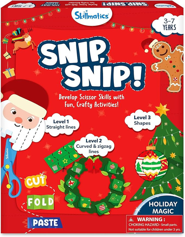 Skillmatics Scissor Skills Activity Book - Snip Snip, 25 Fun Cutting & Creative Activities for Preschoolers, 2 Child-Safe Scissors, Fine Motor Skills, Felt Craft Kit, Gifts for Kids Ages 3, 4, 5, 6, 7