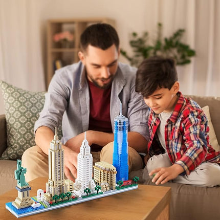 YaJie New York Skyline Micro Mini Blocks Building Set, Collection Model Kit - Detailed City Architecture Toy for Adults & Kids 14+（3452 Pcs）