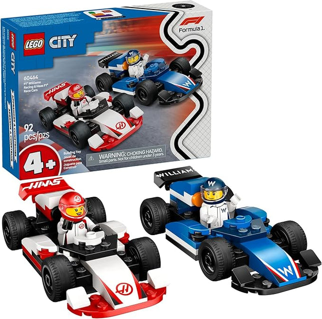 LEGO City F1 Williams Racing & Haas F1 Race Car Toys - Car Building Toy Set for Kids, Boys and Girls, Ages 4+ - F1 Preschool Toy for Fans - Gift Idea for Birthdays - 60464