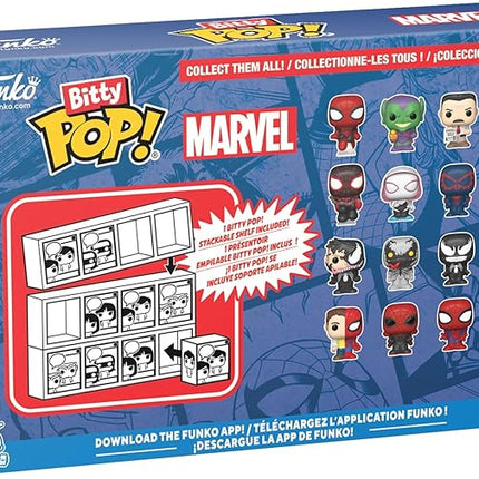 Funko Pop! Bitty: Spider-Man - Venom, Anti-Venom, She-Venom, and Mystery Chase Figure - 0.9 Inch (2.2 Cm) - Marvel Comics Collectable - Stackable Display Shelf Included