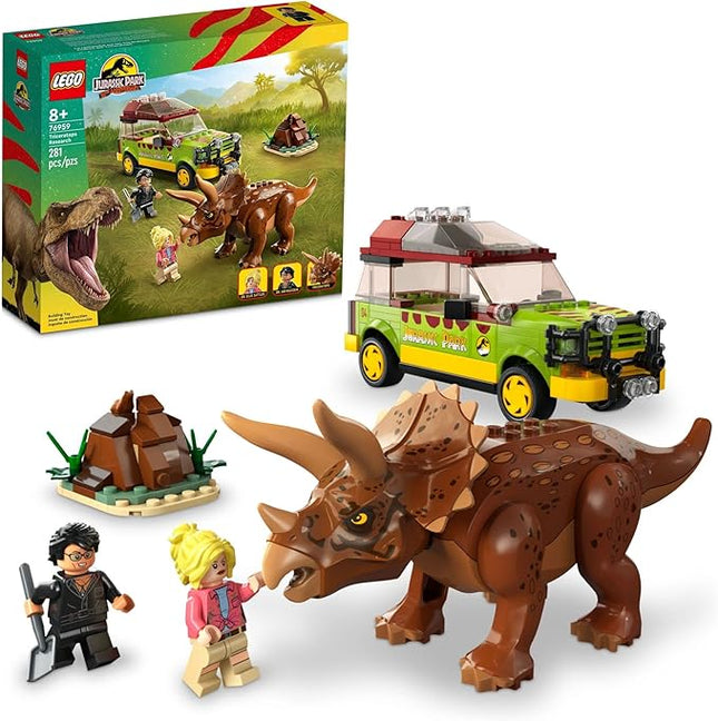 LEGO Jurassic Park Triceratops Research, Jurassic World Toy, Fun Birthday Gift Idea for Kids Ages 8 and Up, Featuring a Buildable Ford Explorer Car Toy and Dinosaur Figure, 76959