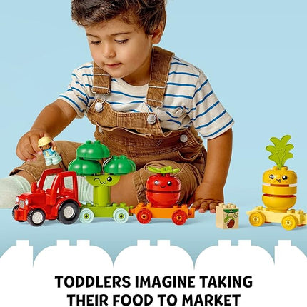 LEGO DUPLO My First Fruit and Vegetable Tractor Toy 10982, Stacking and Color Sorting Toys for Babies and Toddlers Ages 1 .5-3 Years Old, Educational Early Learning Set