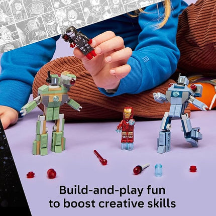 LEGO Marvel Iron Man & War Machine vs. Hammer Drones Building Toy - Pretend Play Set W/ 2 Toy Minifigures - Kids Building Blocks for Boys & Girls, Ages 7+ - Gift Idea for Birthdays - 76320