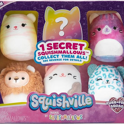 Squishville by Original Squishmallows Purr-FECT Squad Plush - Six 2-Inch Squishmallows Including Eloise, Karina, Ramon, Pooja, and Toni - Toys for Kids