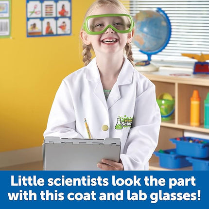 Learning Resources Primary Science Lab Gear - Kids Lab Coat and Goggles, Pretend Play Scientist Gear and Career Costumes for Kids, Mad Scientist Costume, Toddler Dress-Up Set, STEM Play, Ages 3-6
