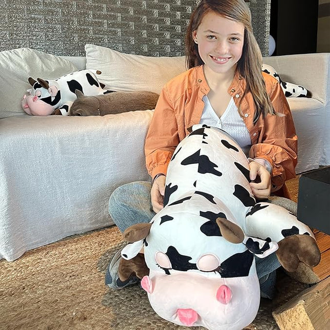 Cow Plush Pillow – 33.4 Inch Cow Stuffed Animal - Birthday Christmas Valentine’s Day Gift for Kids Adults Boys Girls