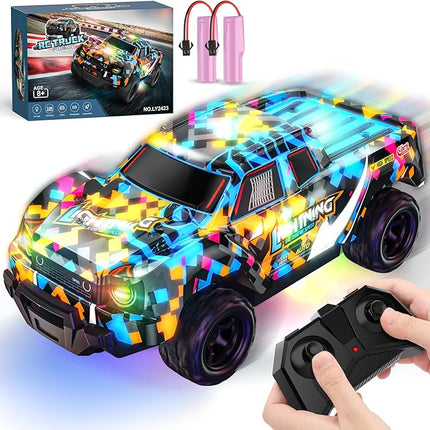 Remote Control Car for Boys 4-7, RC Pickup 1/24 Scale Light-up Mini RC Car for Kids Boys Toys Age 4-6, 6-8, 3-5, 5-7, Birthday Gifts for 3 4 5 6 7 8 Years Old Boys