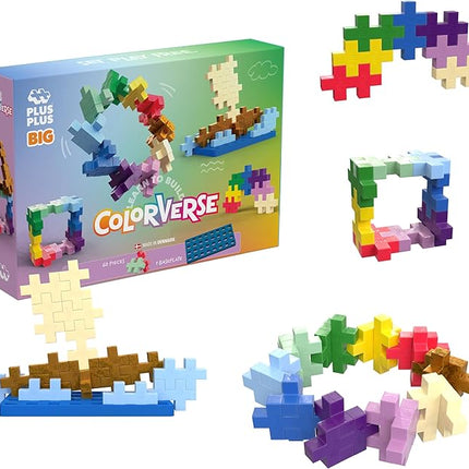PLUS PLUS Learn to Build Big, Building Toys Set for Toddlers and Preschoolers, Stem Toys for 3+ Year Old, 60 Interlocking Blocks - Colorverse