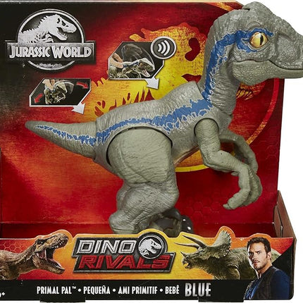 Mattel Jurassic World Primal Pal Blue with Spring-activated Action, Sound Effects Plus Neck, Shoulder, Tail and Feet Articulation for Added Play Movement