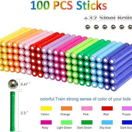 Magnetic Building Blocks, [ 132 Pieces ] Lengthen Building Sticks Set, Magnet Stem Toys Set Non-Toxic Building 3D Puzzle Boys Toys for Kids and Adult