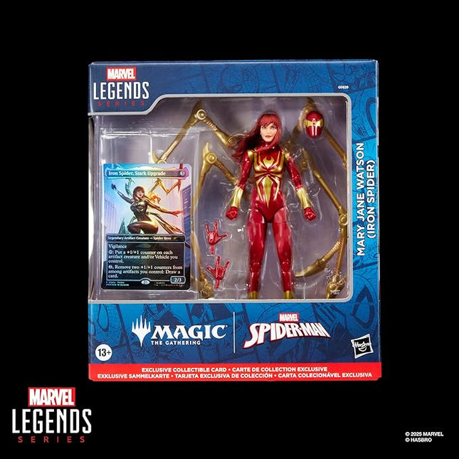 Spider-Man Marvel Legends Series Magic: The Gathering Mary Jane Watson (Iron Spider), 6-Inch Action Figure & Exclusive Foil Collectible Card Game Trading Card