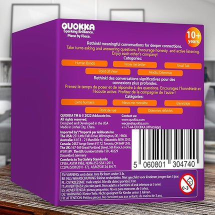 QUOKKA Conversation Cards for Families – 500 Thoughtful Questions in 5 Categories – Premium Conversation Starter Cards for Family Game Nights, Reunions, and Travel – Sharing Joy Table Talk Deck