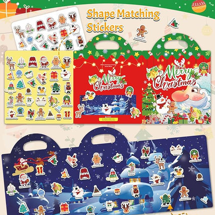 Benresive Reusable Sticker Books for Kids 2-4, Sticker Books for Toddlers 1-3 2-4, Toddler Travel Toys Activities Crafts Gifts - Christmas
