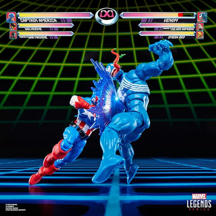 Marvel Legends Series Gamerverse Captain America vs Venom, Retro Video Game-Inspired Collectible 6-Inch Action Figures