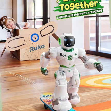 Ruko 1088 Large Robot Toys for Boys, STEM Programmable Remote Control Robot, Electronics Educational Birthday for Kids 4 5 6 7 8 Year Old, Green
