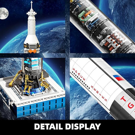 Space Rocket Building Block Set with Launch Stand, DIY Rocket Ship Model with Translucent Design, Cool Collectible Model for Home & Office Decor,Birthday Gift for Adults and Boys 8-14 (846PCS)