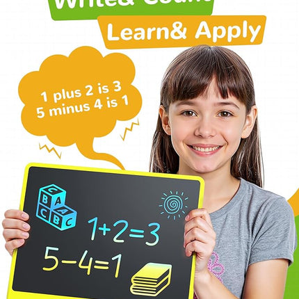 KOKODI LCD Writing Tablet, 16 Inch Colorful Toddler Doodle Board Drawing Tablet, Erasable Reusable Electronic Drawing Pads, Educational and Learning Toy for 3-6 Years Old Boy and Girls(Yellow)