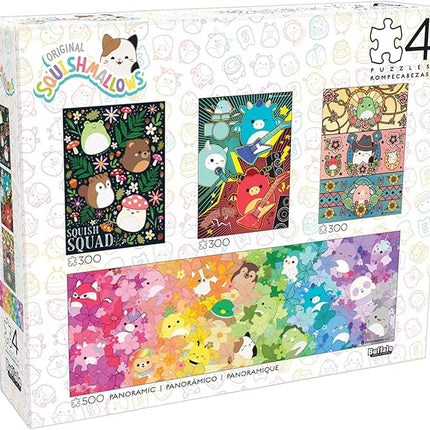 Buffalo Games - Squishmallows - 4 X 1 Multipack - Squish Multipack - Various Piece Count Jigsaw Puzzles for Adults - Challenging Puzzle Perfect for Game Nights