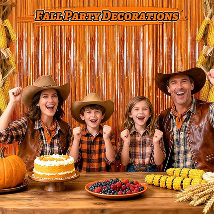 2 Pack Orange Foil Fringe Curtains Streamers Party Decorations 3.3 x 8.2 ft, Pink Tinsel Curtain Fringe Backdrop for Parties, Door Fringe Birthday Streamers, Barbie Backdrop Birthday Party Decorations