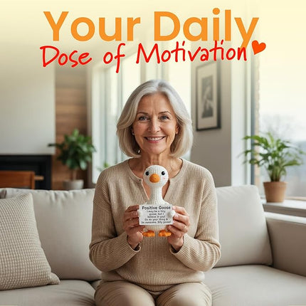 Mini Goose Positive Crochet Animals - Handmade Emotional Support Crochet Doll Desk Decor Pickle Gifts Emotional Support Plush for Anxiety & Stress Relief