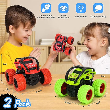 YINSHENG Car Toys for 2 3 4 5 Year Old Boys Gifts, Pull Back Cars Toys Monster Trucks for Toddler Age 2-6, 360°Rotating Cars Toys for 3-6 Year Old Boys Girls Kids Birthday Gifts