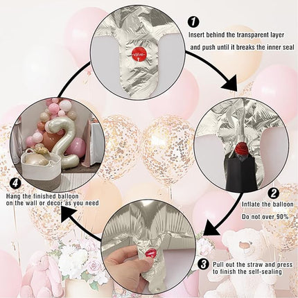 Smlpuame 40 Inch Beige Number 6 Balloons for 6th Birthday Decorations Boys Girl, Giant Self-Sealing Cream Foil Number 0-10 White Sand Balloon for Women Men Party Anniversary Baby Shower Supplies