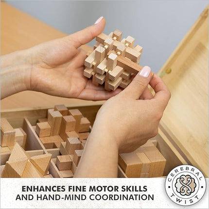 Wooden Brain Teaser Puzzles for Adults - Coffee Table Puzzles - Wooden Wire Teaser - Brain Puzzle for Adults - Wood Brain Teasers - Brain Teasers