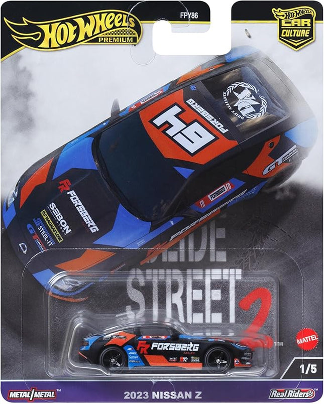 Hot Wheels Premium Car Culture Collectible Toy Car, 1:64 Scale Die-Cast Nissan 400Z, Slide Street Vehicle with Real Riders Tires