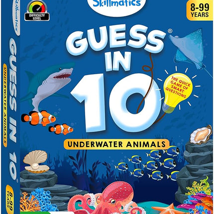 Skillmatics Guess in 10 Underwater Animals, Perfect for Boys, Girls, Kids, and Families Who Love Card Games, Toys, Board Games, Gifts for Ages 8, 9, 10 and Up