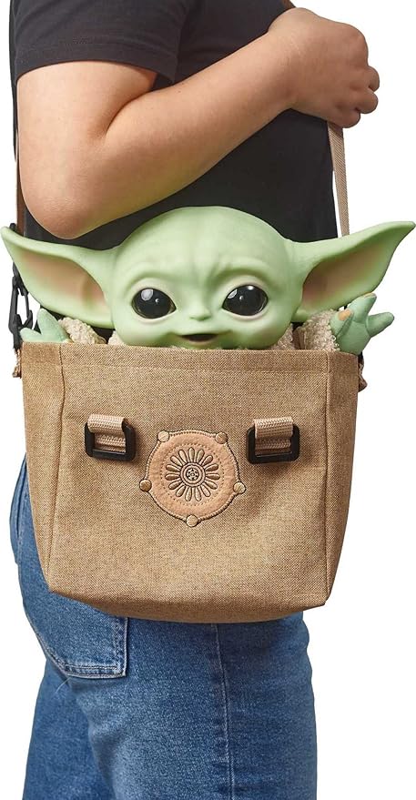 Mattel Star Wars Grogu Plush 10-inch Toy, Character Figure with Soft Body, Sounds & Carrier, Inspired by Star Wars The Mandalorian