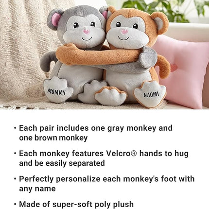 Let's Make Memories Personalized Hugging Plush Monkeys - for Birthday - Monkey Stuffed Animal for Kids - for Boy - for Girl