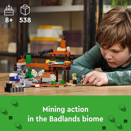 LEGO Minecraft The Badlands Mineshaft Video Game Toy, Mining Exploration Set with Minecraft Minifigures, Birthday Gift for Boys and Girls, Action Packed Minecraft Toy for Kids Ages 8 and Up, 21263