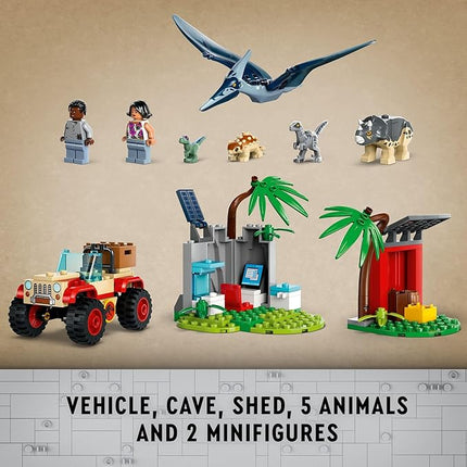 LEGO Jurassic World Baby Dinosaur Rescue Center, Building Set for Kids with a Toy Car and 5 Dinosaur Figures Including a Triceratops and Velociraptor, Dinosaur Toy for Boys and Girls Ages 4+, 76963