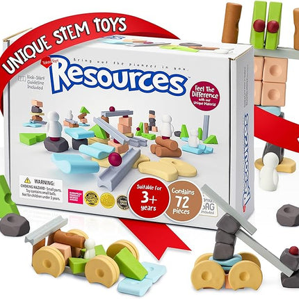 Taksa Toys Educational Building Blocks for Kids Ages 3 4 5 6 7+ Years Old, Reggio Emilia Stem Toys, Montessori Toys for Girls, Boys Unique Preschool Learning & Stacking Resources, Gift Pack 72 Pcs