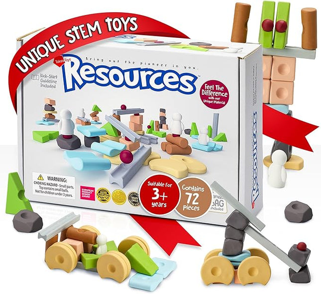 Taksa Toys Educational Building Blocks for Kids Ages 3 4 5 6 7+ Years Old, Reggio Emilia Stem Toys, Montessori Toys for Girls, Boys Unique Preschool Learning & Stacking Resources, Gift Pack 72 Pcs