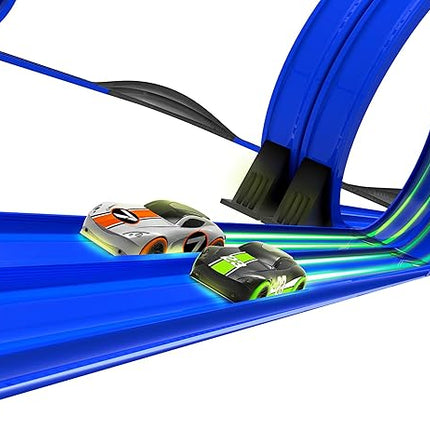 2.4 GHz Radio Control Remote Slot-Less, Cordless Racing Super Loop Speedway Track Set with Two Cars