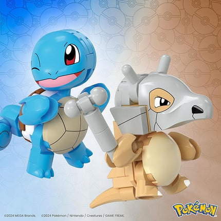MEGA Pokémon Building Toys Set Squirtle & Cubone with 45 Pieces, 2 Poseable Characters and Poké Ball, 2 Inches Tall, for Kids