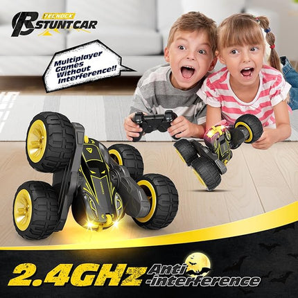 Tecnock Remote Control Car for Kids, 2.4GHz RC Cars with USB-C Easy Charging, 4WD Double Sided 360° Rotates and Flips RC Stunt Car, Toys Gift for Boys and Girls Ages 6-8, 8-12