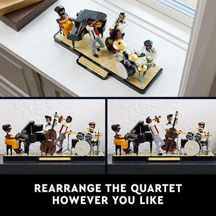 LEGO Ideas Jazz Quartet 21334 Building Blocks - Featuring Buildable Stage with 4 Band Musician Figures, Includes Piano, Double Bass, Trumpet, and Drum Kit Instruments, Great Home Display for Adults