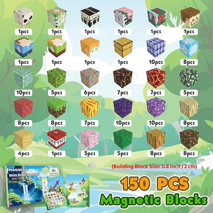 150 PCS Magnetic Blocks, Magnetic Tiles Building Blocks, Magnet Cubes Toddler Kids Toys, Sensory STEM Toys for 3-5 4-6 5-7 6-8 Year Old Boys Girls Christmas Birthday Gifts