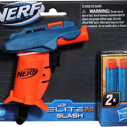 Nerf Elite 2.0 Slash Blaster, includes 2 Nerf Elite Darts, Pull to Prime Handle, Toy Foam Blaster for Outdoor Kids Games