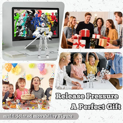 8Inch T13 Action Figure Assembly Completed, T13 Multi-Jointed Movable Robot Action Figure Set,Collectors Desktop Decorations for Game Lovers Toys (White)