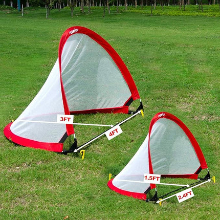 Poray Soccer Goal for Kid Easy-up Set of Two Portable Soccer Net 210D Oxford with 8 Field Marker Cones Extra Stakes Fun for Backyard and Soccer Training