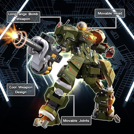 Mech Robot Transforming Building Blocks Set for Adults, Green City Protector Mecha Model Action Figures, Cool Creative Robots STEM Toys Gift for Teens Boys, 598 Pieces