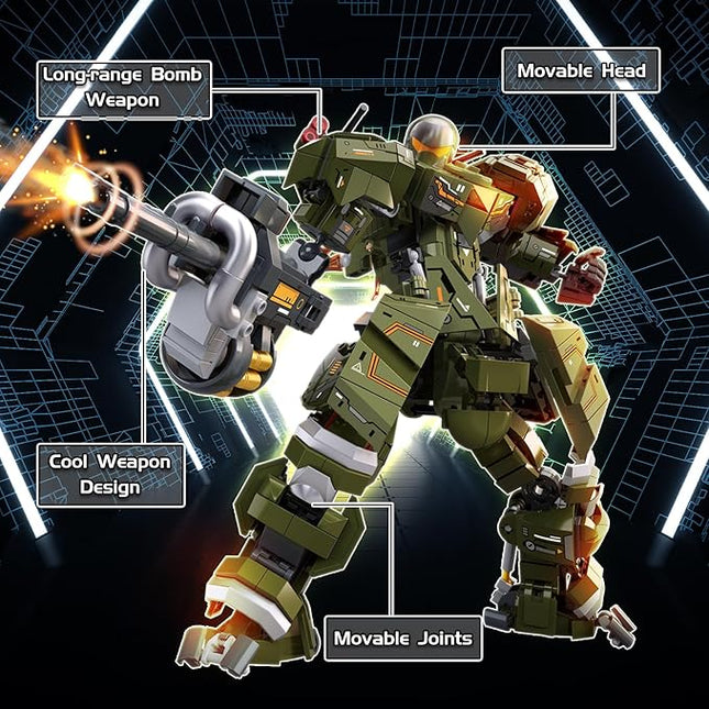 Mech Robot Transforming Building Blocks Set for Adults, Green City Protector Mecha Model Action Figures, Cool Creative Robots STEM Toys Gift for Teens Boys, 598 Pieces