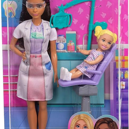 Barbie Dentist with Brunette Fashion Doll with Blue Dress and Lab Coat, 1 Kid Doll, Medical Doctor Furniture & Accessories