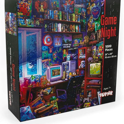 '80s Game Room Pop Culture 1000 Piece Jigsaw Puzzle by Rachid Lotf | Interactive Brain Teaser, Educational Toys & Games for Kids and Adults | 28 x 20 Inches