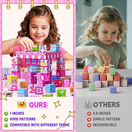 Magnetic Blocks, Magnetic Building Blocks,STEM Constructions Magnet Blocks for Kids, Boys and Girls Age 3+ Years Old, Building Toys Gifts for Kids 84PCS 1" Large Size
