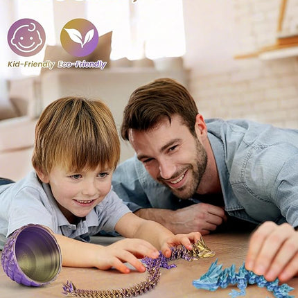 12 Inch 3D Printed Dragon - Mystery Surprise Egg with Flexible Articulated Dragon Inside, Cool Dragons Toys for Boys Kids Age 5-7