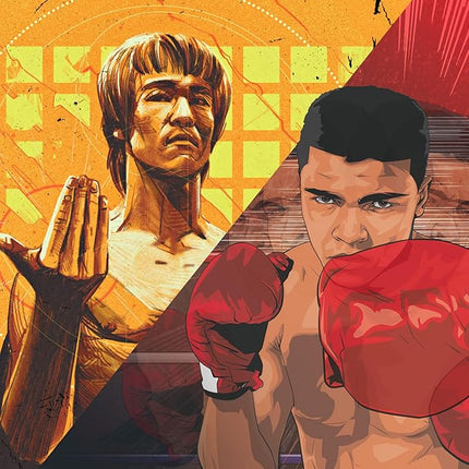 Restoration Games Unmatched Muhammad Ali vs Bruce Lee - Strategy Board Game for 2 Players - Heroes Expansion with Miniatures, Unique Decks, and Abilities - 20 Min Playtime - Ages 9+